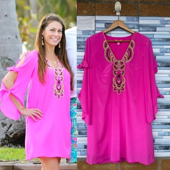 COPY - Lilly Pulitzer. Avila Stretch Silk Dress medium - Picture 1 of 15